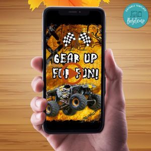 Monster trucks Video Invitation Digital Template Customizable Instant Download