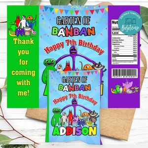 Garten of banban Birthday Party Chip Bag Digital File Printable Instant Download