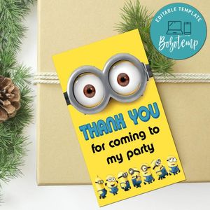 Minions Thank You Tag Customizable Template To Print At Home Instant Download