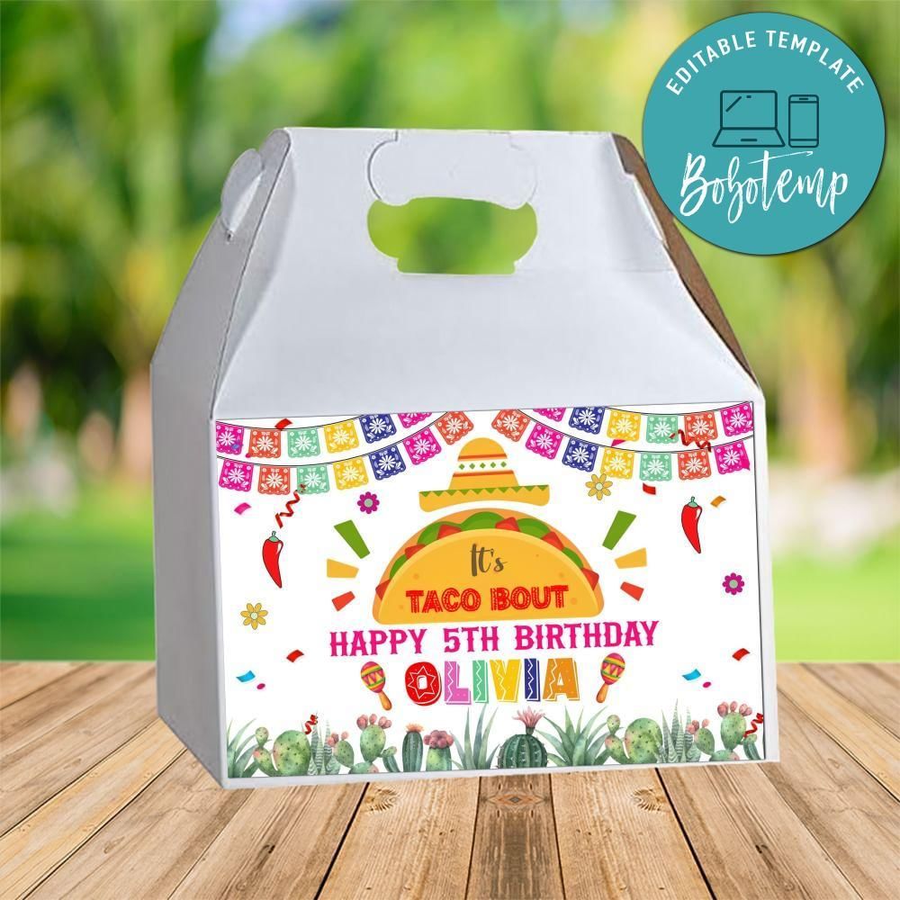 Taco Gable Box Digital File Printable Instant Download
