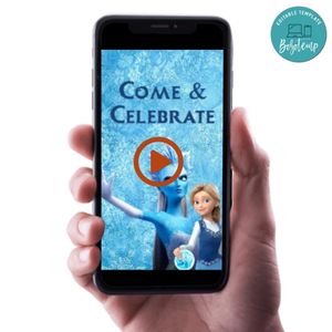 Snow Queen and The Princess Birthday Video Invitation Digital Template Customizable Instant Download