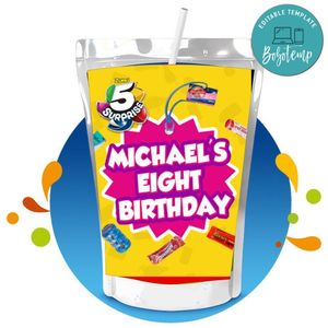 Surprise Mini Brands Capri Sun Birthday Labels Digital File Printable Instant Download