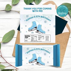 Ice Skating Candy Bar Label Customizable Template Instant Download