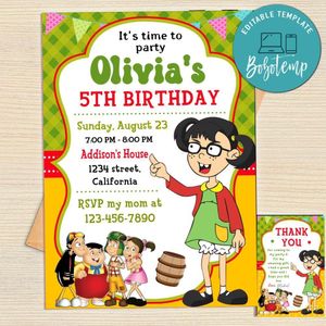 La Chilindrina Invitation Template Free Thank You Card Printable