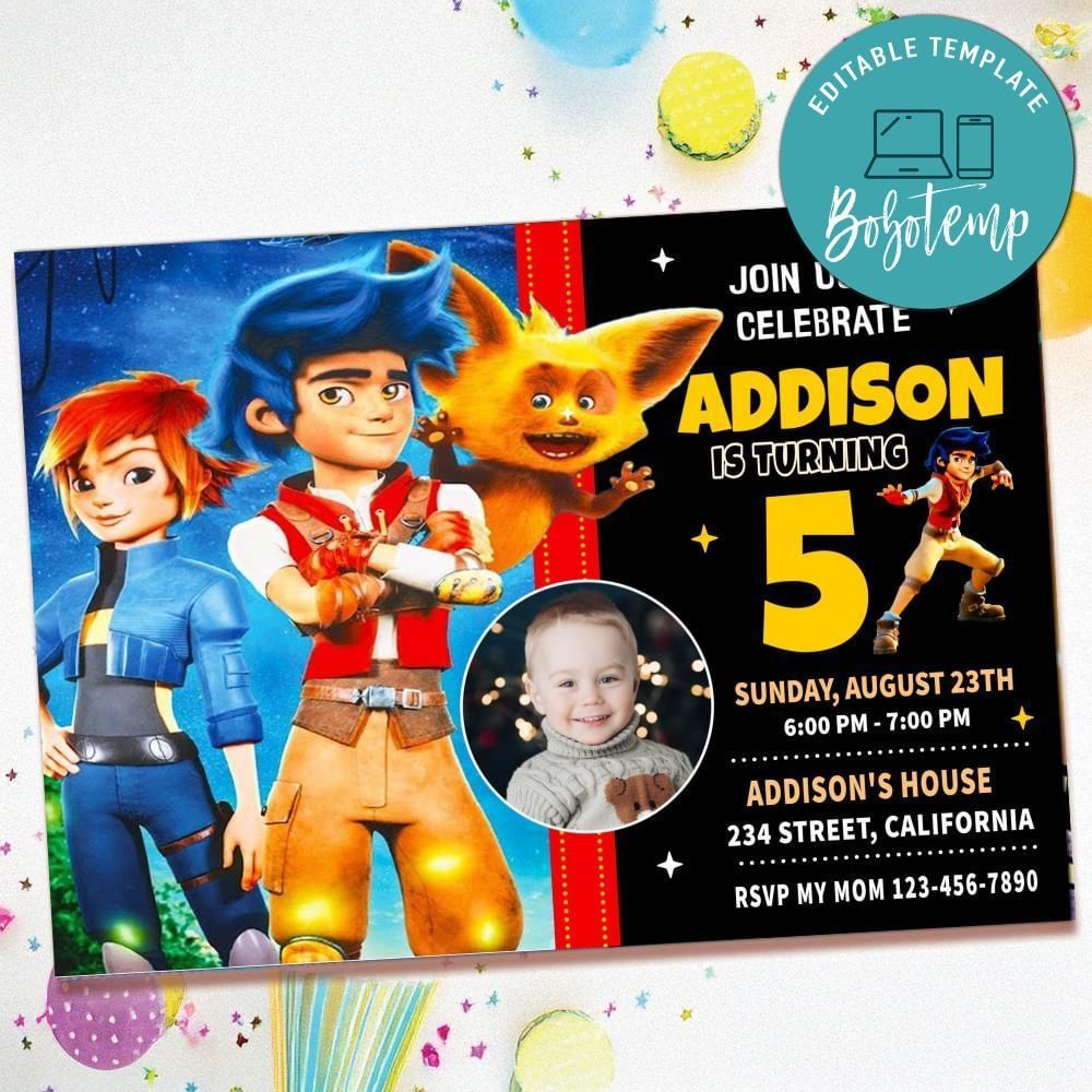 Zak & Wowo Birthday Invitation with Photo Customizable Template to Print at Home Instant Download