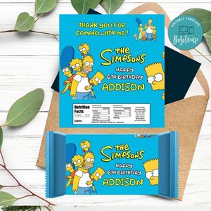 Simpson Candy Bar Label Customizable Template Instant Download