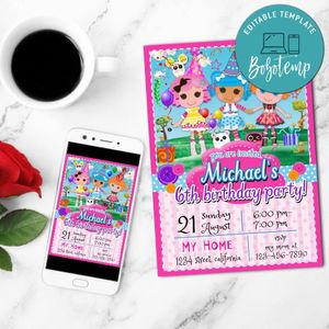Lalaloopsy Invitation Customizable Template to Print at Home Instant Download