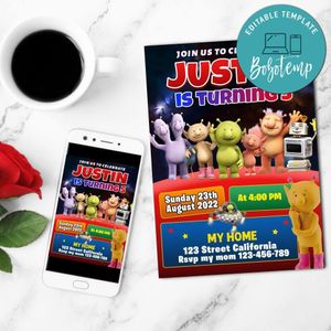 Q Pootle Birthday Invitation Customizable Template to Print at Home Instant Download