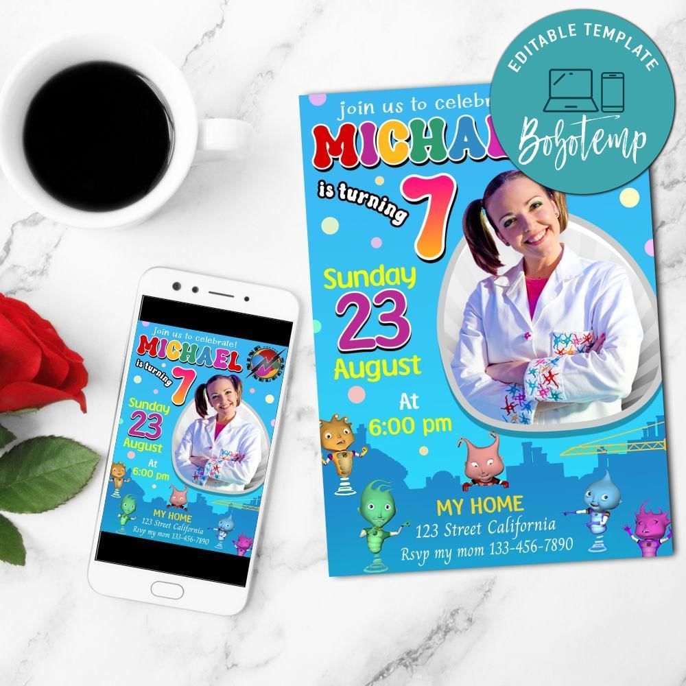 Nina And The Neurons Mobile Invite Customizable Template Instant Download