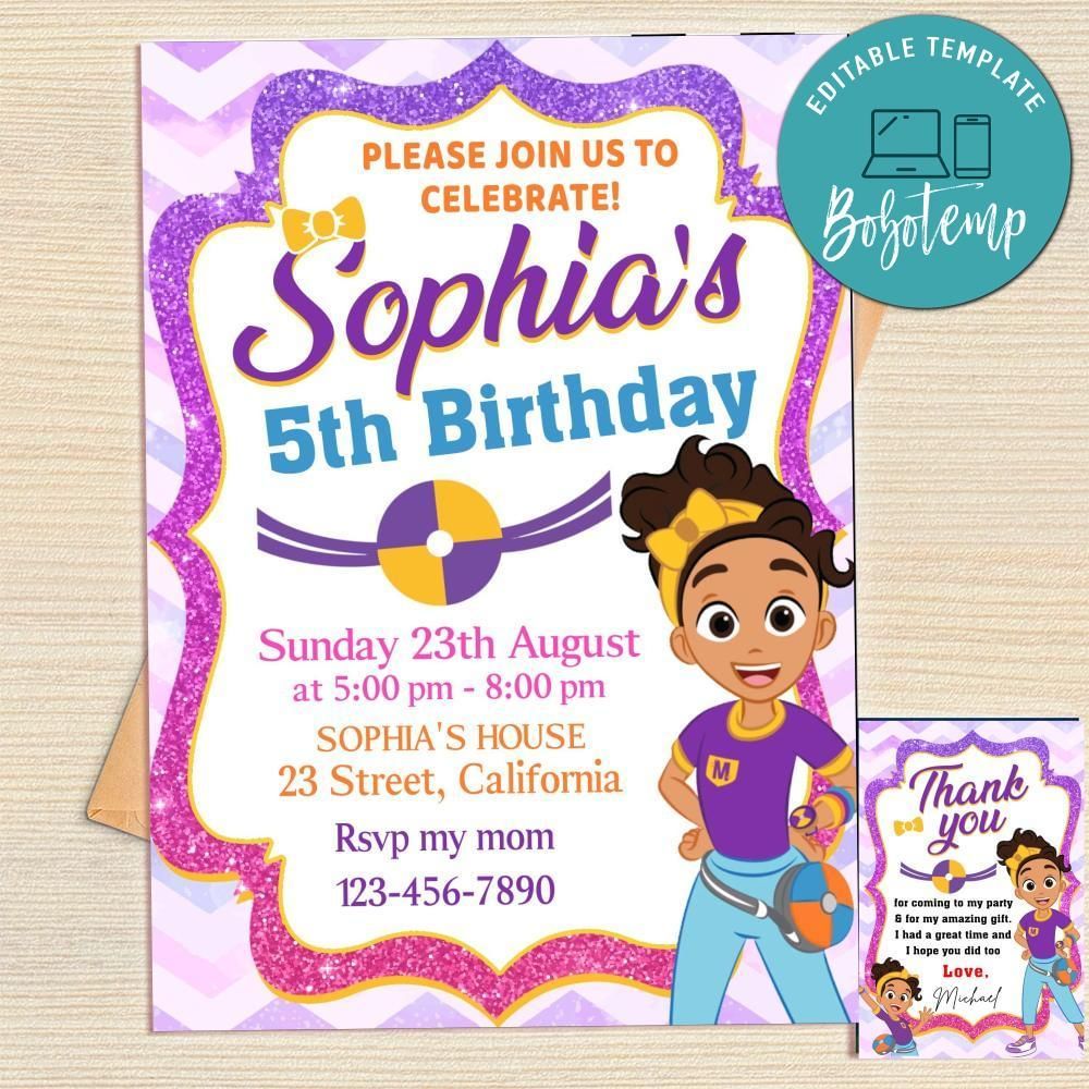 Meekah Blippi Invitation Template Free Thank You Card Printable