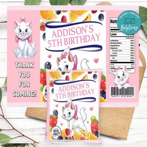 Marie Kitten Birthday Party Fruit Snack Bag Digital File Printable Instant Download
