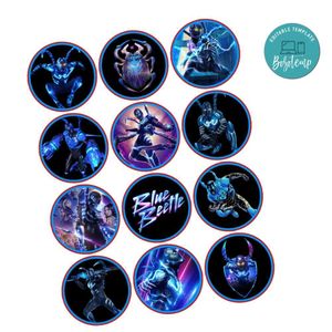 Blue Beetle Cupcake Toppers Template Printable Instant Download