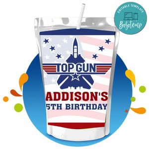 Top gun Capri Sun Birthday Labels Digital File Printable Instant Download