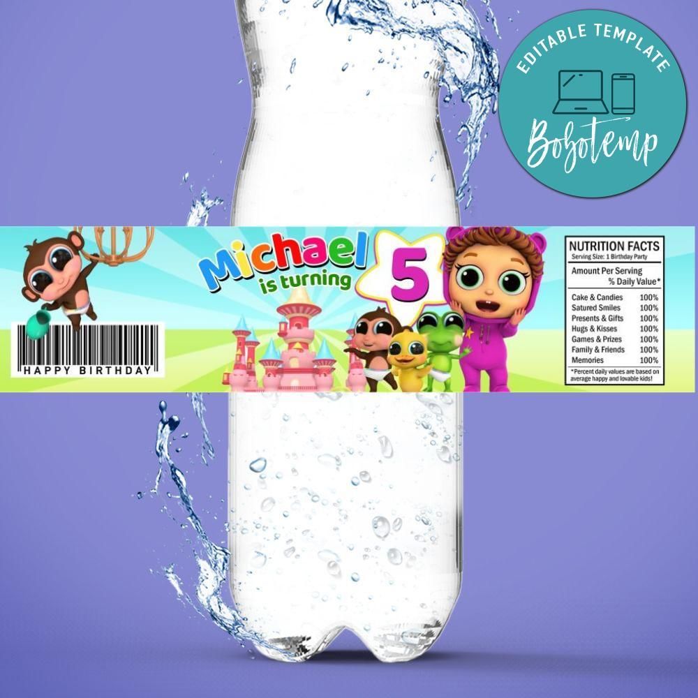 Baby joy joy Birthday Water Bottle Label Template to Print at Home Instant Download