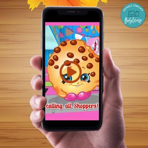 Shopkins Birthday Video Invitation Digital Template Customizable Instant Download
