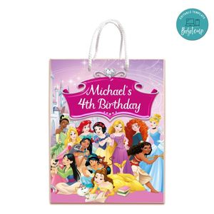 Disney Princess Gift Bag Label Template Printable Instant Download