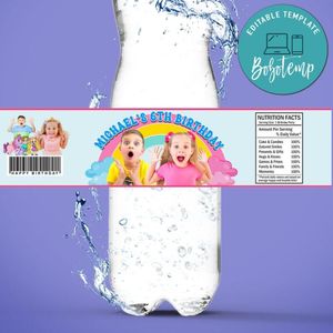 Diana and roma Birthday Water Bottle Label Template to Print at Home Instant Download