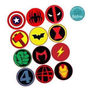 Marvel Superheroes Cupcake Toppers Template Printable Instant Download