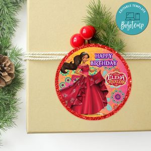 Elena Of Avalor Circle Sticker Template Customizable to Print at Home Instant Download