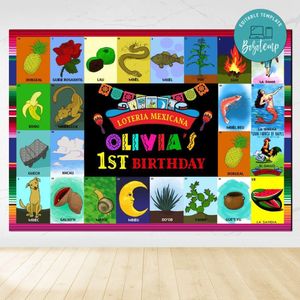 Loteria Birthday Backdrop Digital File Template Instant Download