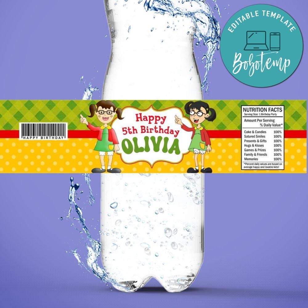 La Chilindrina Bottle Label Birthday Water Bottle Label Template to Print at Home Instant Download
