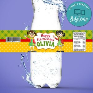 La Chilindrina Bottle Label Birthday Water Bottle Label Template to Print at Home Instant Download