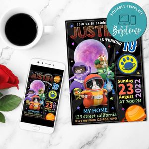 Super Agent Binky Birthday Invitation Customizable Template to Print at Home Instant Download