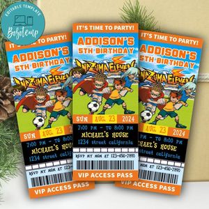 Inazuma Eleven Ticket Invitation Customizable Template Instant Download