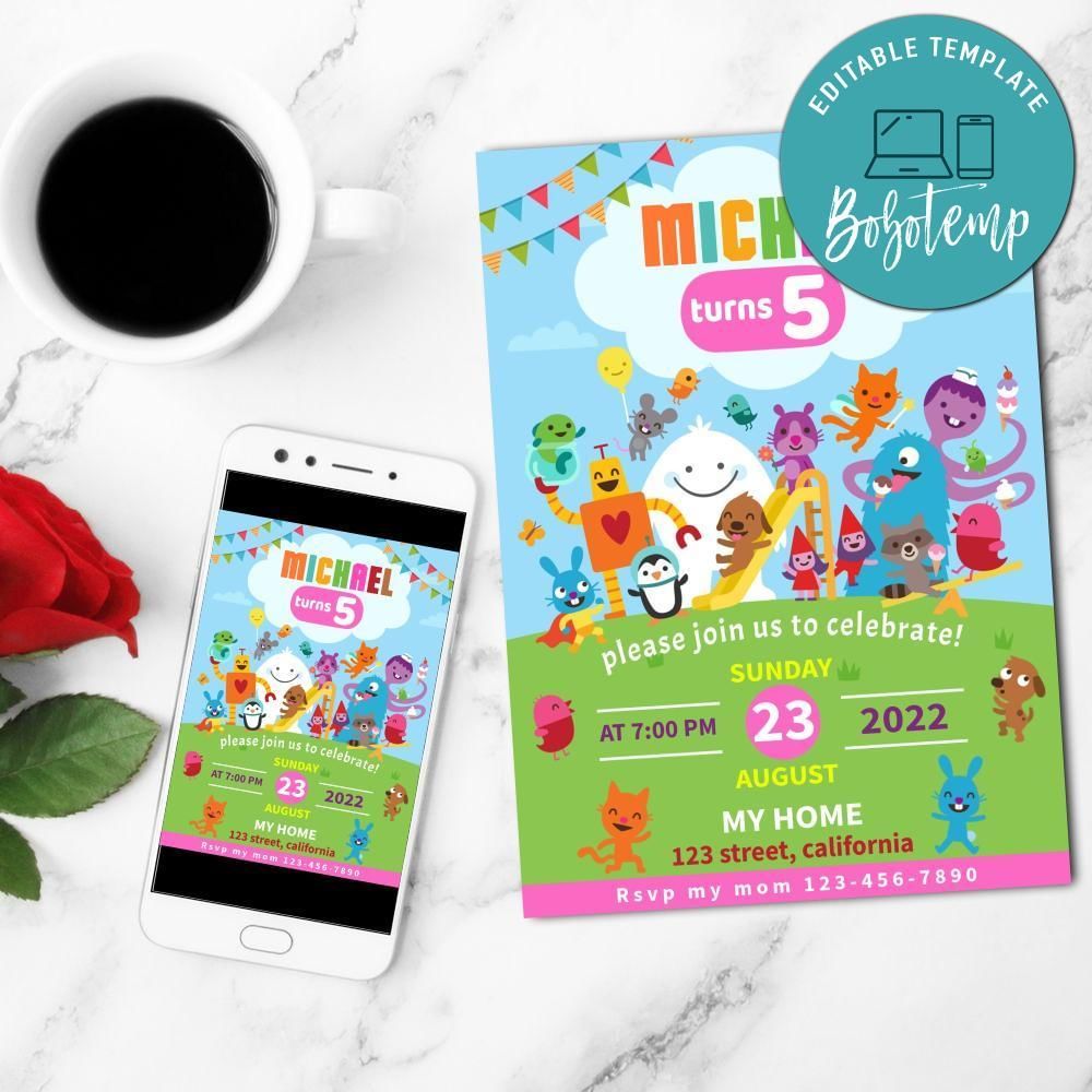 Sago Mini Mobile Invite Customizable Template Instant Download