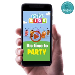 Bichikids Birthday Video Invitation Digital Template Customizable Instant Download