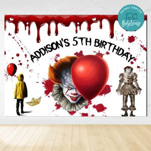 Pennywise Birthday Backdrop Digital File Template Instant Download