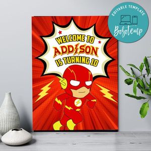 Flash Baby Birthday Welcome Sign Digital File Printable Instant Download
