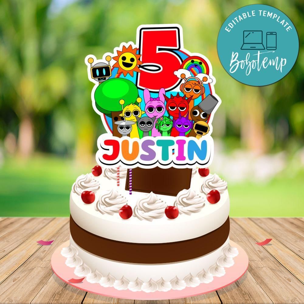 Sprunki Cake Topper Template Printable Instant Download