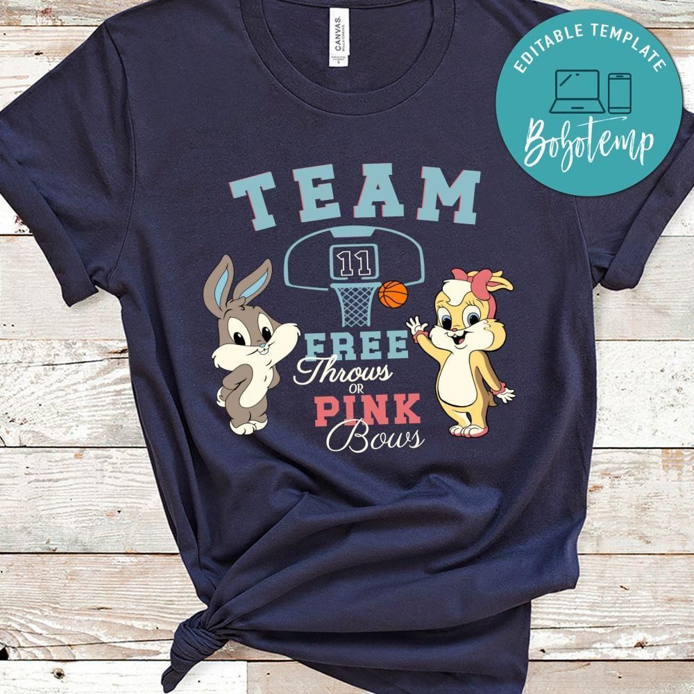 Free Throws or Pink Bows Gender Reveal PNG file template