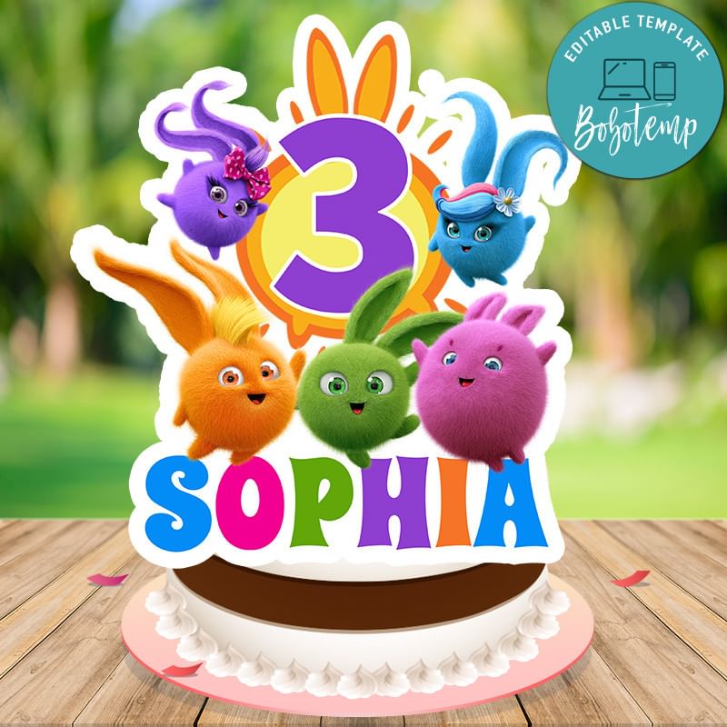 Sunny Bunnies Birthday Cake Topper Template Printable | Bobotemp