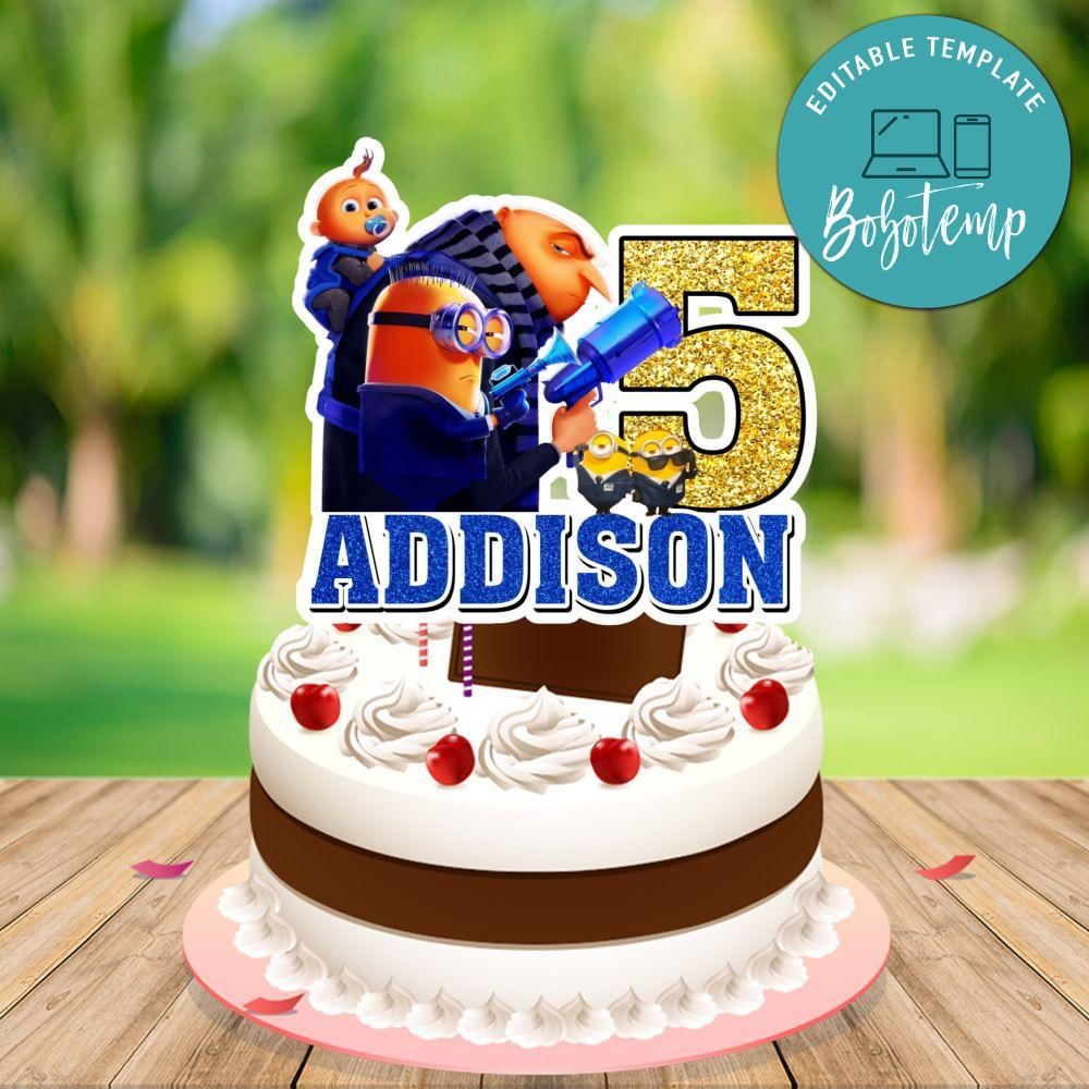 Despicable Me 4 Cake Topper Template Printable Instant Download | Bobotemp, image size:1000x1000