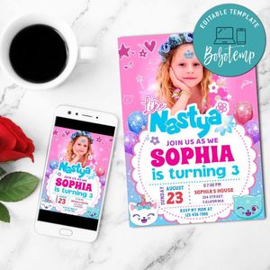 Nastya Mobile Invite Customizable Template Instant Download