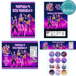 Kpop demon hunter Birthday Party Supplies Set Templates Printable Instant Download