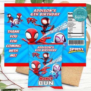 Spidey And His Amazing Friends Honeybun Snack Bag Digital File Printable Instant Download