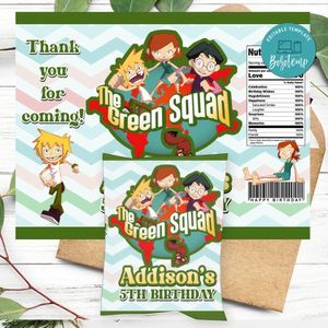 The green squad Birthday Party Chip Bag Digital File Printable Instant Download