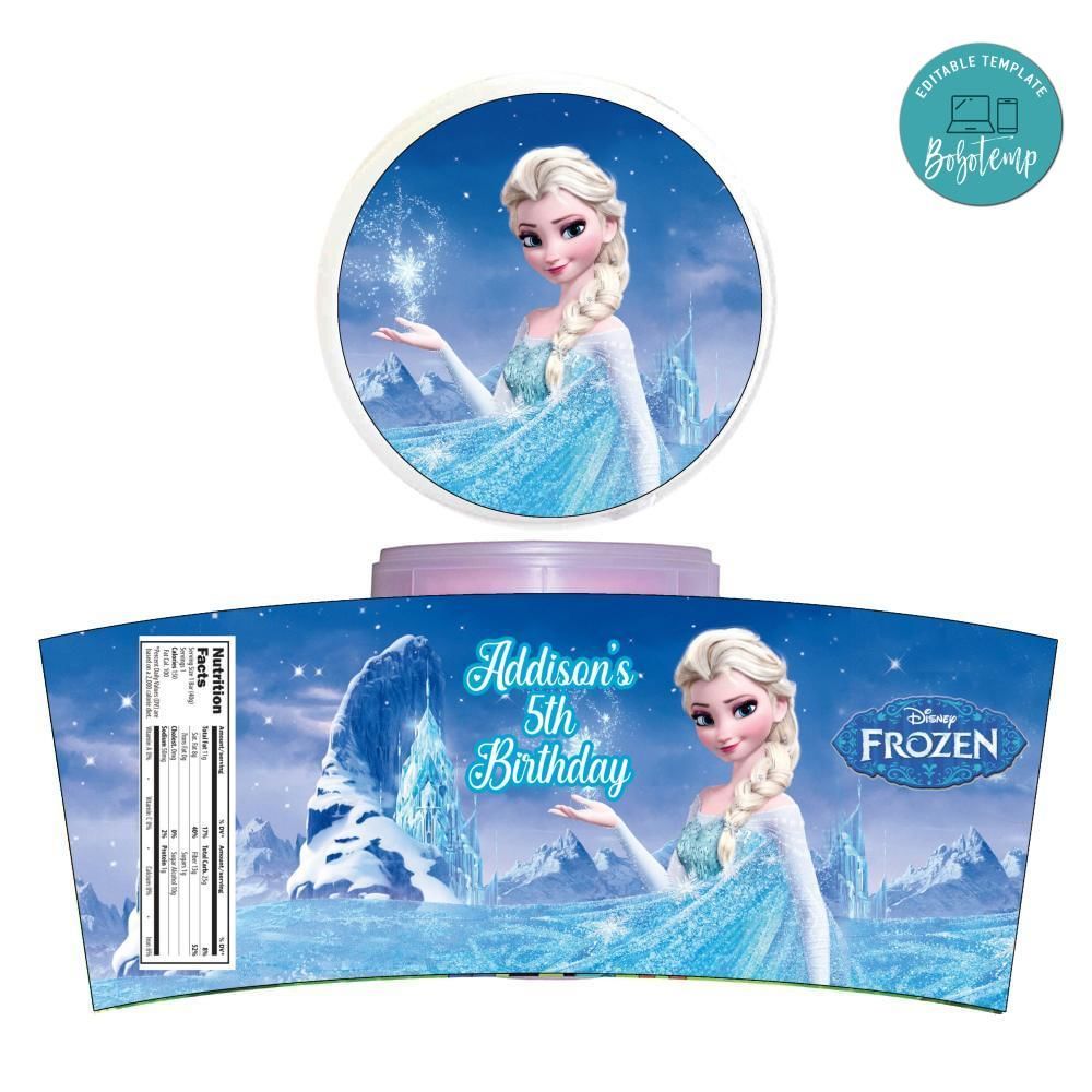Frozen Elsa Cotton Candy Label Template To Print At Home Instant Download