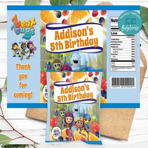 Beat Bugs Birthday Party Fruit Snack Bag Digital File Printable Instant Download