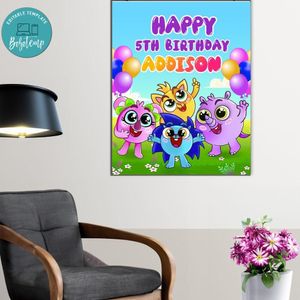 Baby Zoo Birthday Poster Digital File Printable Instant Download