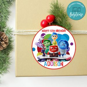 Inside Out 2 Circle Sticker Template Customizable To Print At Home Instant Download