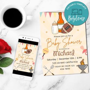 Tailgate Baby Shower Invitation Template  Printable