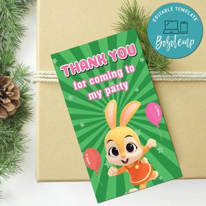 Jeni pinkfong Thank You Tag Customizable Template To Print At Home Instant Download