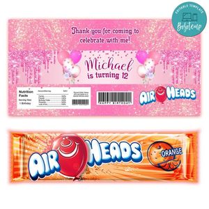 Shades Of Pink Airhead Candy Wrapper Template Printable Instant Download