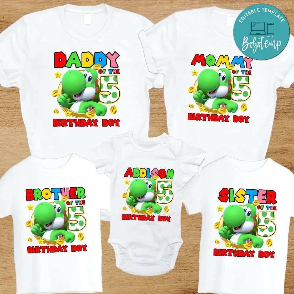 Yoshi Family Birthday PNG file template | Sportspartydesign