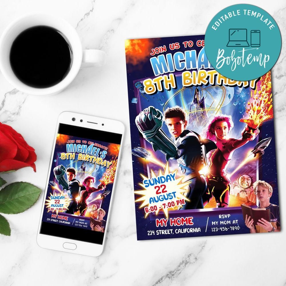 Sharkboy And Lavagirl Mobile Invite Customizable Template Instant Download