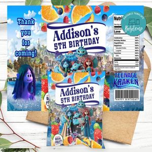 Teenage Kraken Birthday Party Fruit Snack Bag Digital File Printable Instant Download